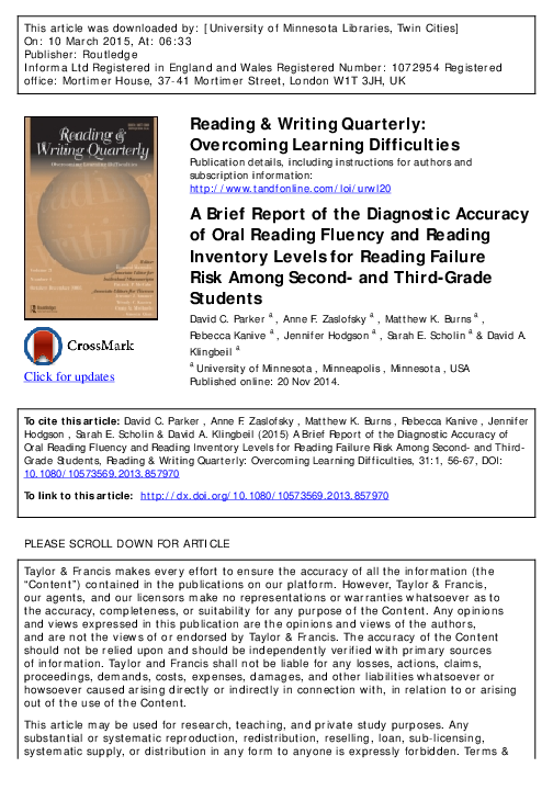 (PDF) Reading & Writing Quarterly Learning Difficulties A