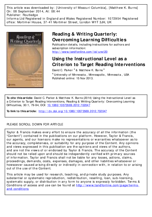 (PDF) Reading & Writing Quarterly Learning Difficulties