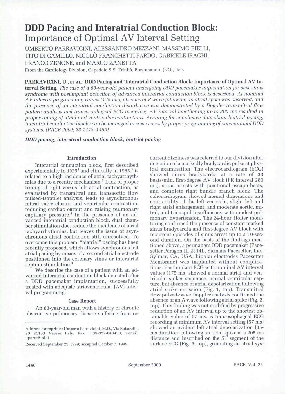 (PDF) DDD Pacing and Interatrial Conduction Block: Importance of ...