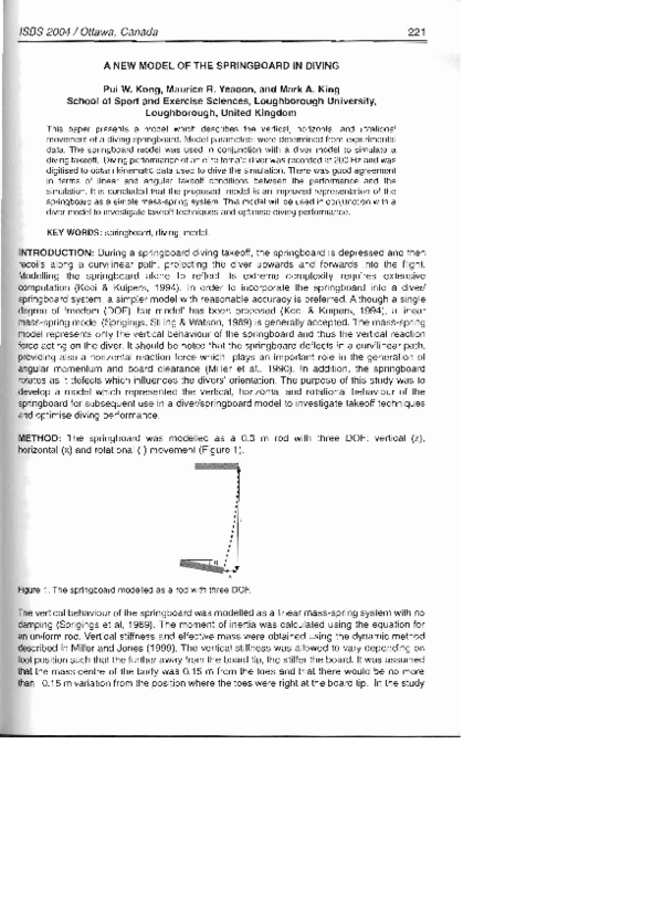 (PDF) A New Model of the Springboard in Diving