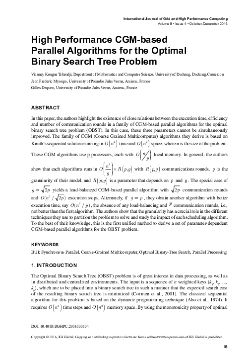 (PDF) High Performance CGM-based Parallel Algorithms for the Optimal ...