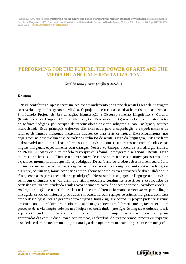 (PDF) PERFORMING FOR THE FUTURE. THE POWER OF ARTS AND THE MEDIA IN ...