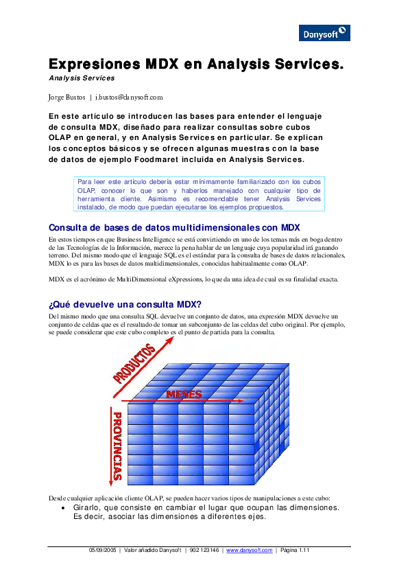 (PDF) Expresiones MDX en Analysis Services