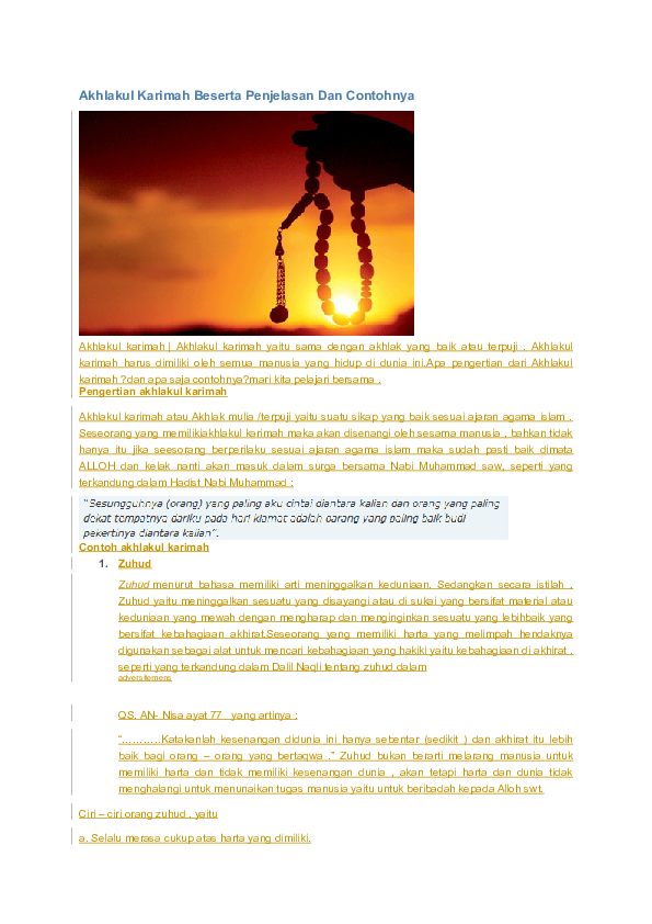 Doc Akhlakul Karimah Beserta Penjelasan Dan Contohnya Budi Purnomo Academia Edu