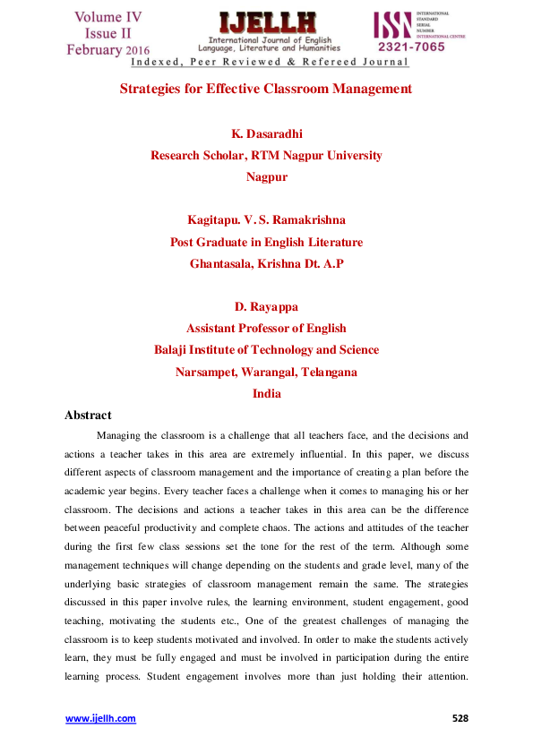 (PDF) Strategies for Effective Classroom Management SMART M O V E S J