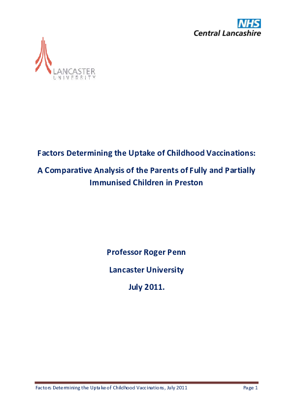 (PDF) Factors Determining the Uptake of Childhood Vaccinations: A ...