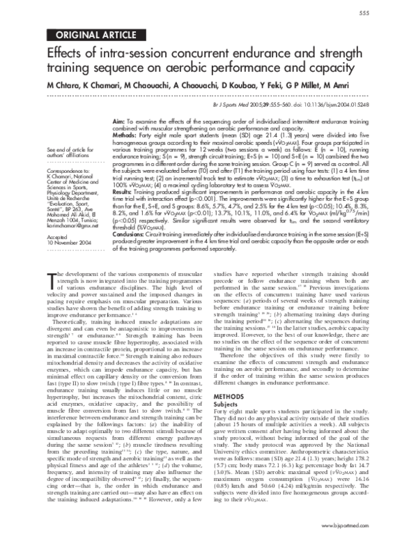 (PDF) Effects of intra-session concurrent endurance and strength ...