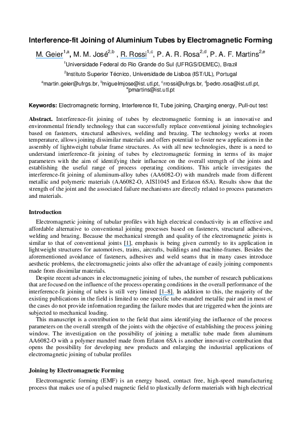 (PDF) Interference-Fit Joining of Aluminium Tubes by Electromagnetic ...