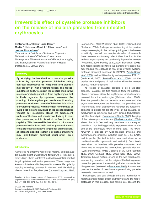 (PDF) Irreversible effect of cysteine protease inhibitors on the ...