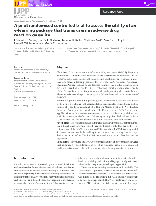 (PDF) A pilot randomised controlled trial to assess the utility of an e ...