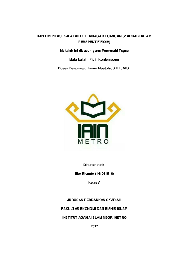 (PDF) IMPLEMENTASI KAFALAH DI LEMBAGA KEUANGAN SYARIAH ...