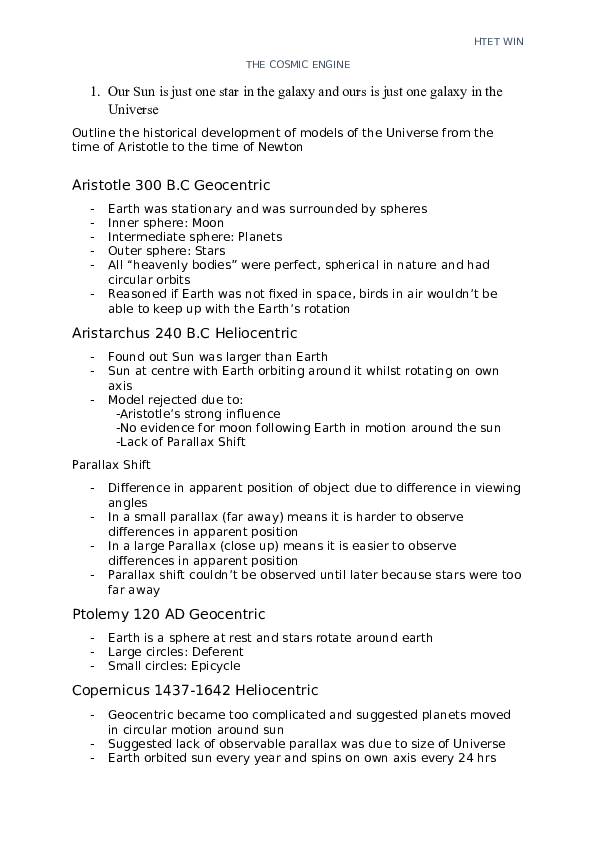 (DOC) Cosmic Engine