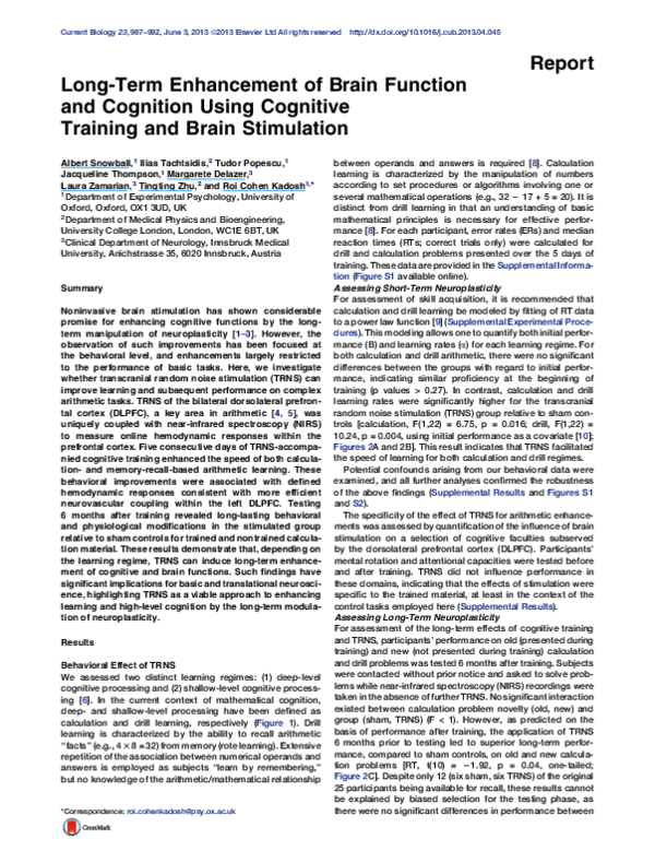 (PDF) Long-Term Enhancement of Brain Function and Cognition Using ...