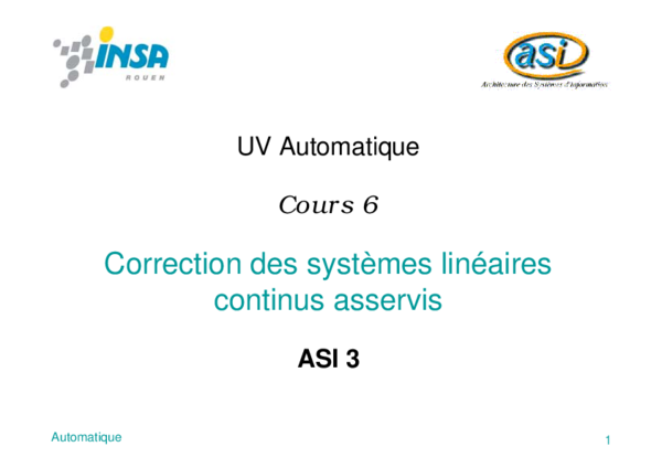 (PDF) Correction des systèmes linéaires continus asservis