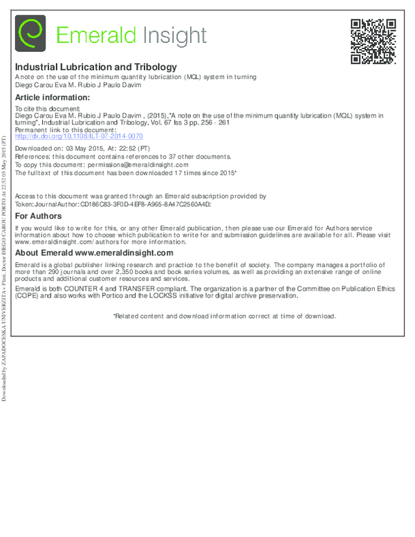 (PDF) Industrial Lubrication and Tribology A note on the use of the