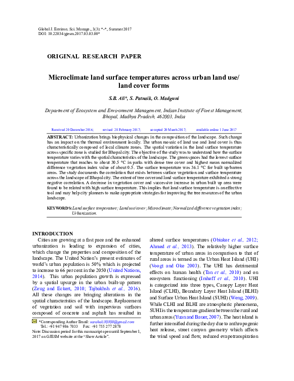 (PDF) Microclimate land surface temperatures across urban land use ...