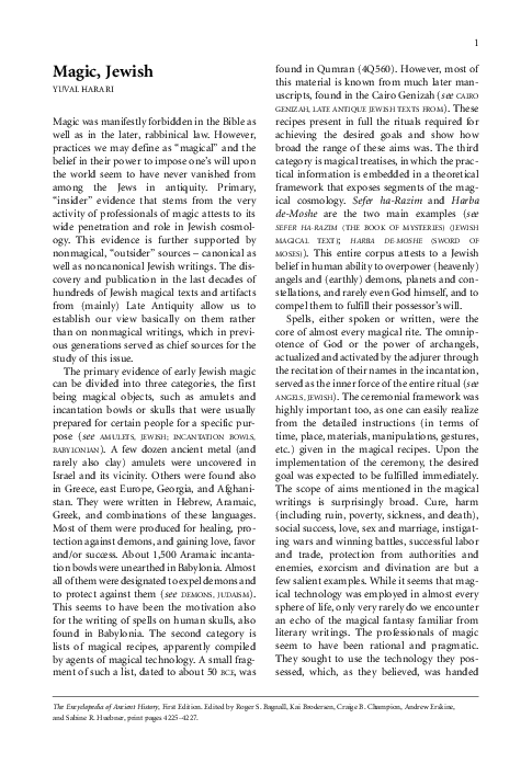(PDF) Magic, Jewish. The Encyclopedia of Ancient History (2012)