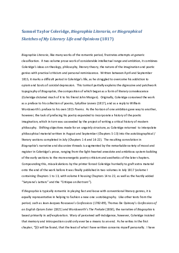 (PDF) Coleridge's Biographia Literaria (1817) Tim Milnes Academia.edu