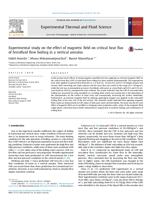 (PDF) Experimental study on the effect of magnetic field on critical ...