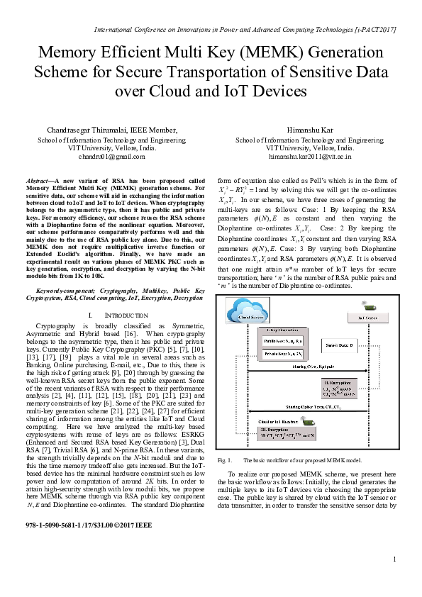 (PDF) Memory Efficient Multi Key (MEMK) Generation Scheme for Secure ...