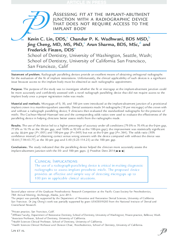 (PDF) Assessing fit at the implantabutment junction with a
