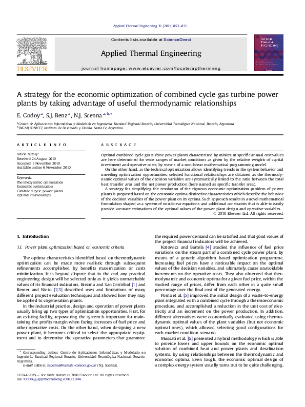 (PDF) A strategy for the economic optimization of combined cycle gas ...