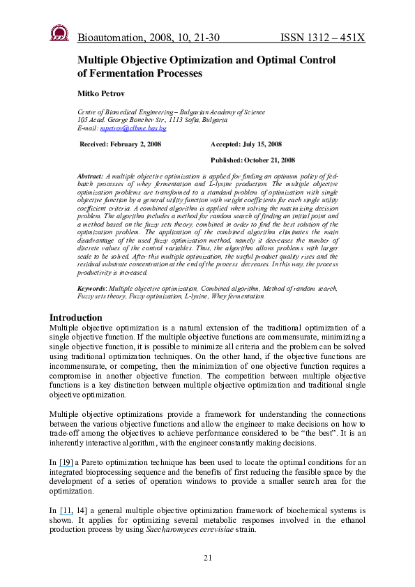  pdf multiple objective optimization and optimal control of