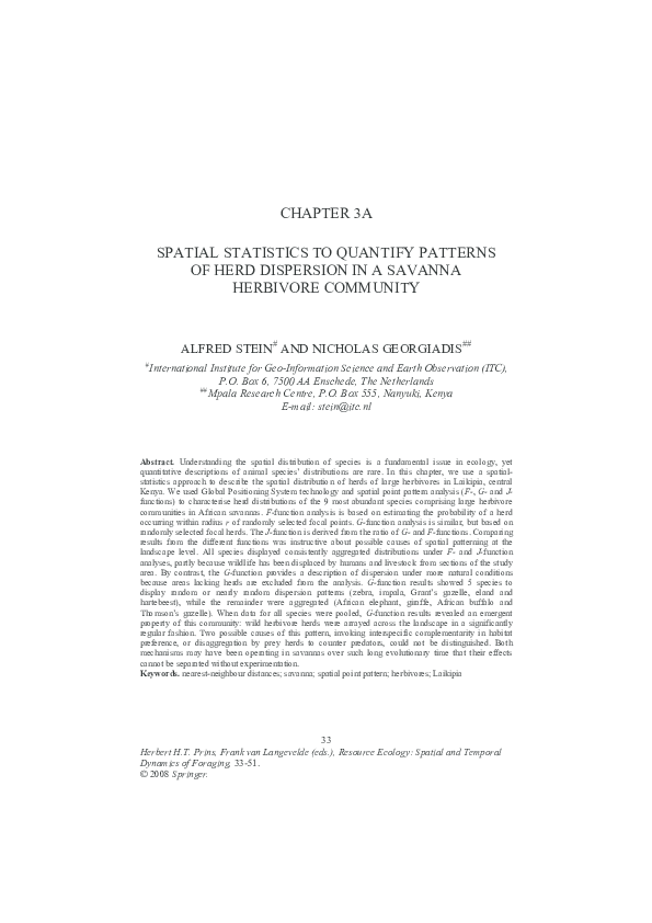 (PDF) Spatial Statistics to Quantify Patterns of Herd Dispersion in a ...