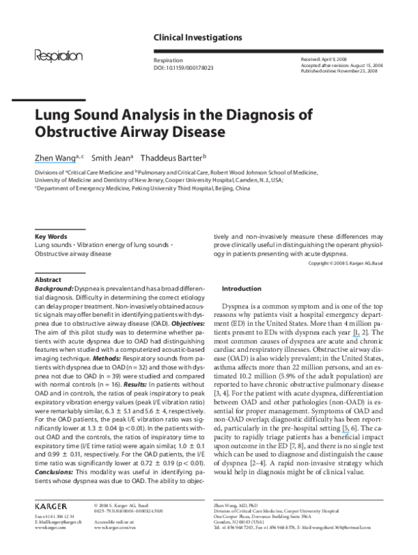 (PDF) Lung Sound Analysis in the Diagnosis of Obstructive Airway Disease