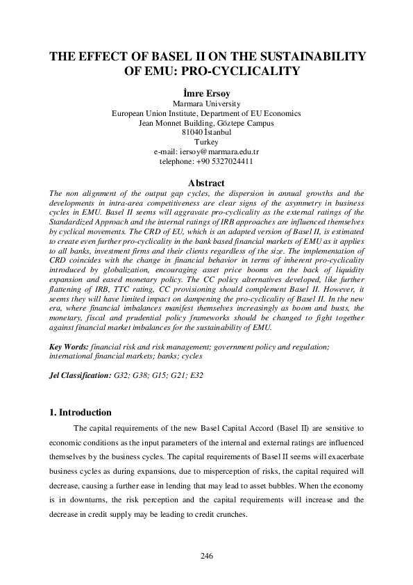 (PDF) The Effect of Basel II on the Sustainability of EMU