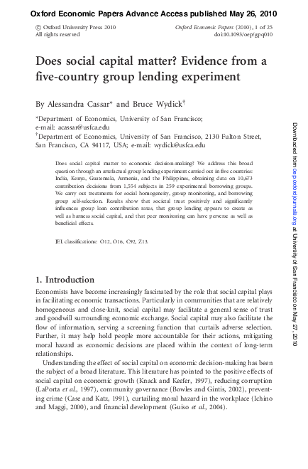 (PDF) Does social capital matter? Evidence from a five-country group ...
