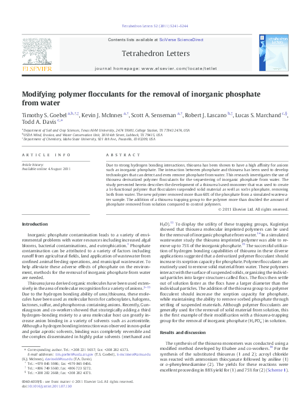 (PDF) Modifying polymer flocculants for the removal of phosphate from water Lucas