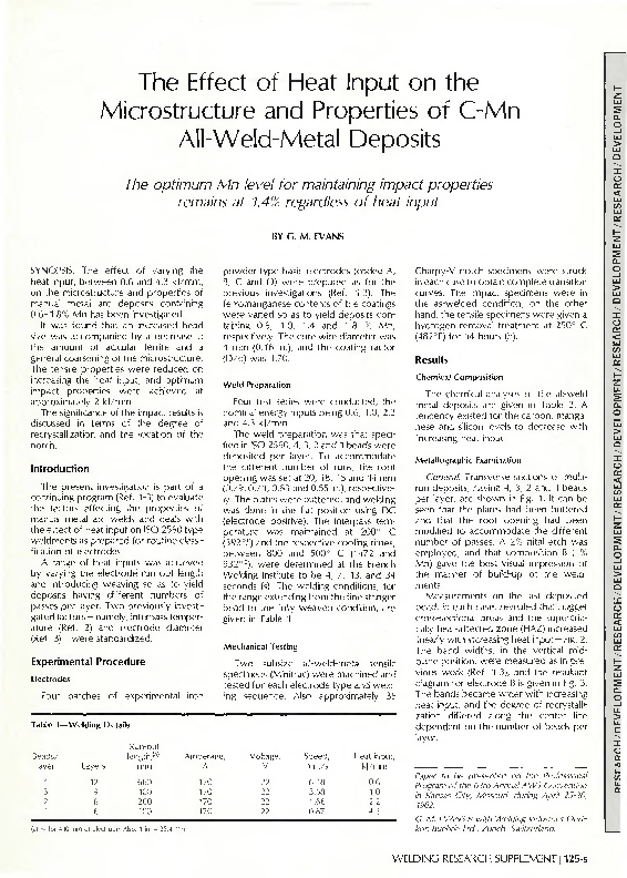 (PDF) The Effect of Heat Input on the Microstructure and Properties of ...