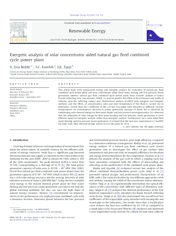 (PDF) Exergetic analysis and performance evaluation of parabolic trough ...