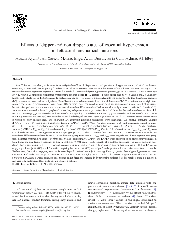  PDF Effects Of Dipper And Non dipper Status Of Essential Hypertension