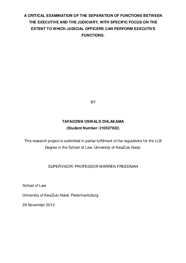 (PDF) A CRITICAL EXAMINATION OF THE SEPARATION OF FUNCTIONS BETWEEN THE ...