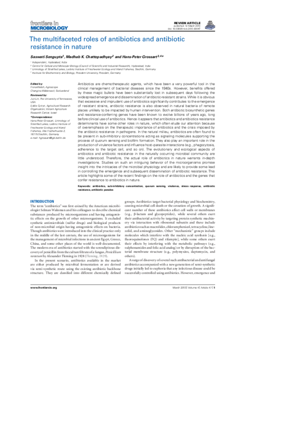 (PDF) The multifaceted roles of antibiotics and antibiotic resistance ...