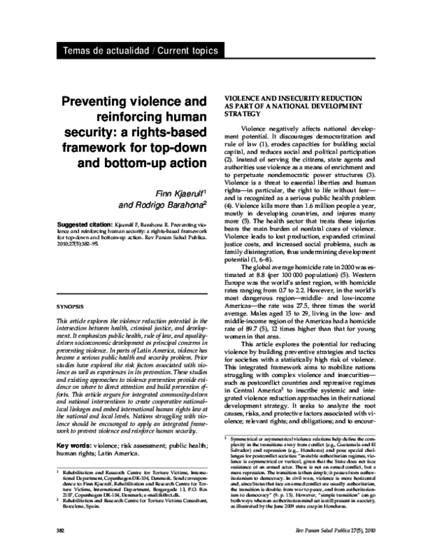 (PDF) Preventing violence and reinforcing human security: a rights ...