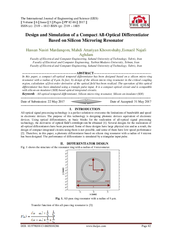 (PDF) Design and Simulation of a Compact All-Optical Differentiator ...