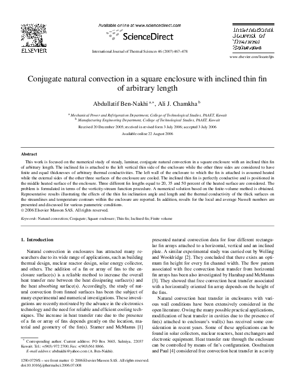 (PDF) Conjugate natural convection in a square enclosure with inclined ...