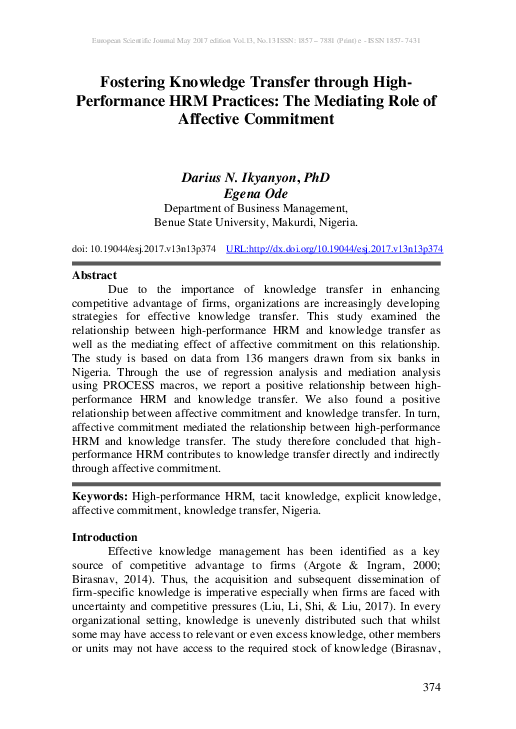 Commitment model hrm picture