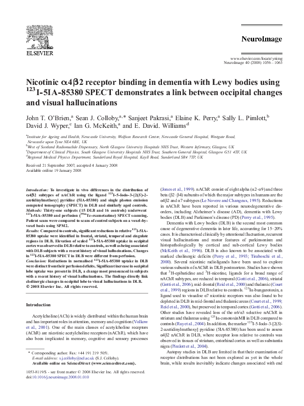 (PDF) Nicotinic α4β2 receptor binding in dementia with Lewy bodies ...