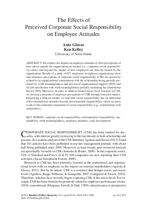 (PDF) The Effects of Perceived Corporate Social Responsibility on ...
