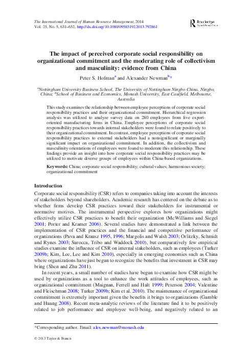 (PDF) The impact of perceived corporate social responsibility on ...