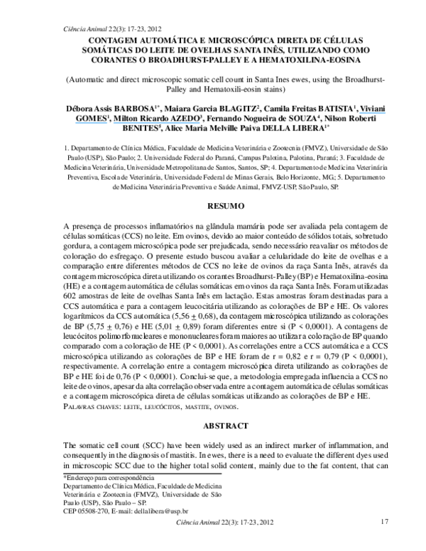 (PDF) Automatic and direct microscopic somatic cell count in Santa Ines ...