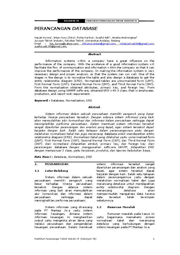 (DOC) PERANCANGAN DATABASE