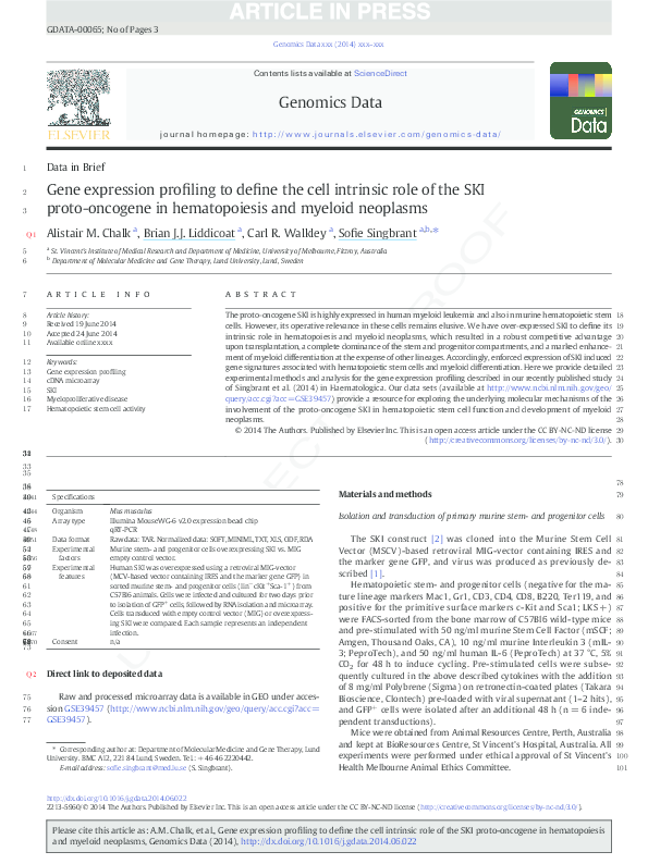 (PDF) Gene expression profiling to define the cell intrinsic role of ...
