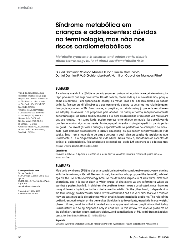 (PDF) Metabolic syndrome in children and adolescents Dou