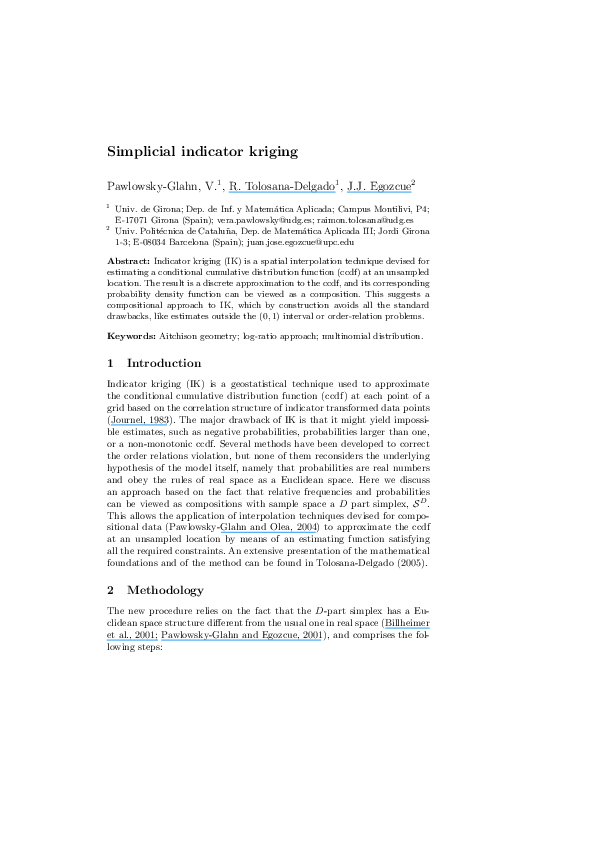 (PDF) Simplicial Indicator Kriging Juan José Egozcue Academia.edu