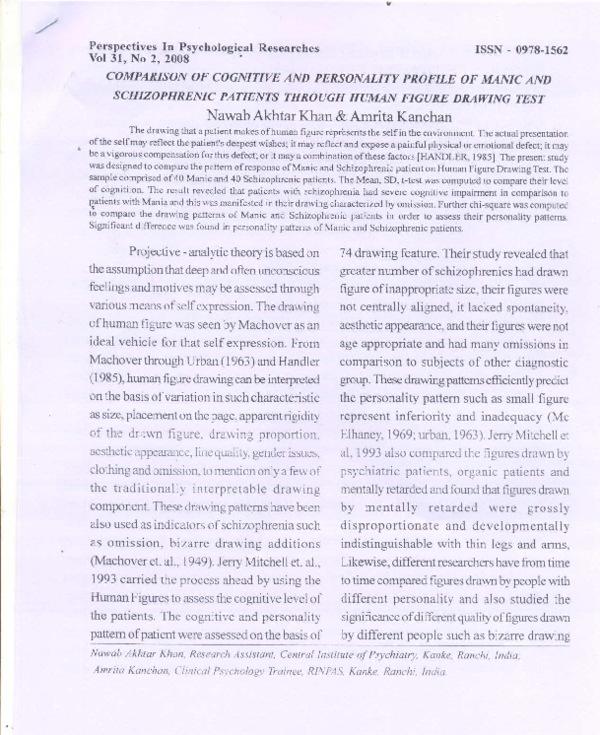 (PDF) COMPARISON OF COGNITIVE AND PERSONALITY PROFILE OF MANIC AND ...